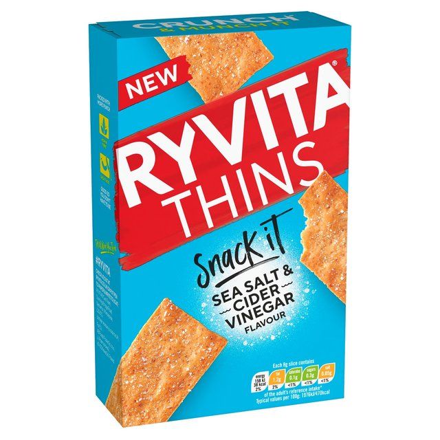 Ryvita Snack It Thins Sea Salt and Cider Vinegar Flatbread Snacks 125g