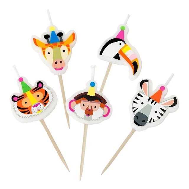 Safari Animals Birthday Candles 5 per pack