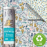 Safari Club Double Sided Gift Wrap Sheets 3 per pack