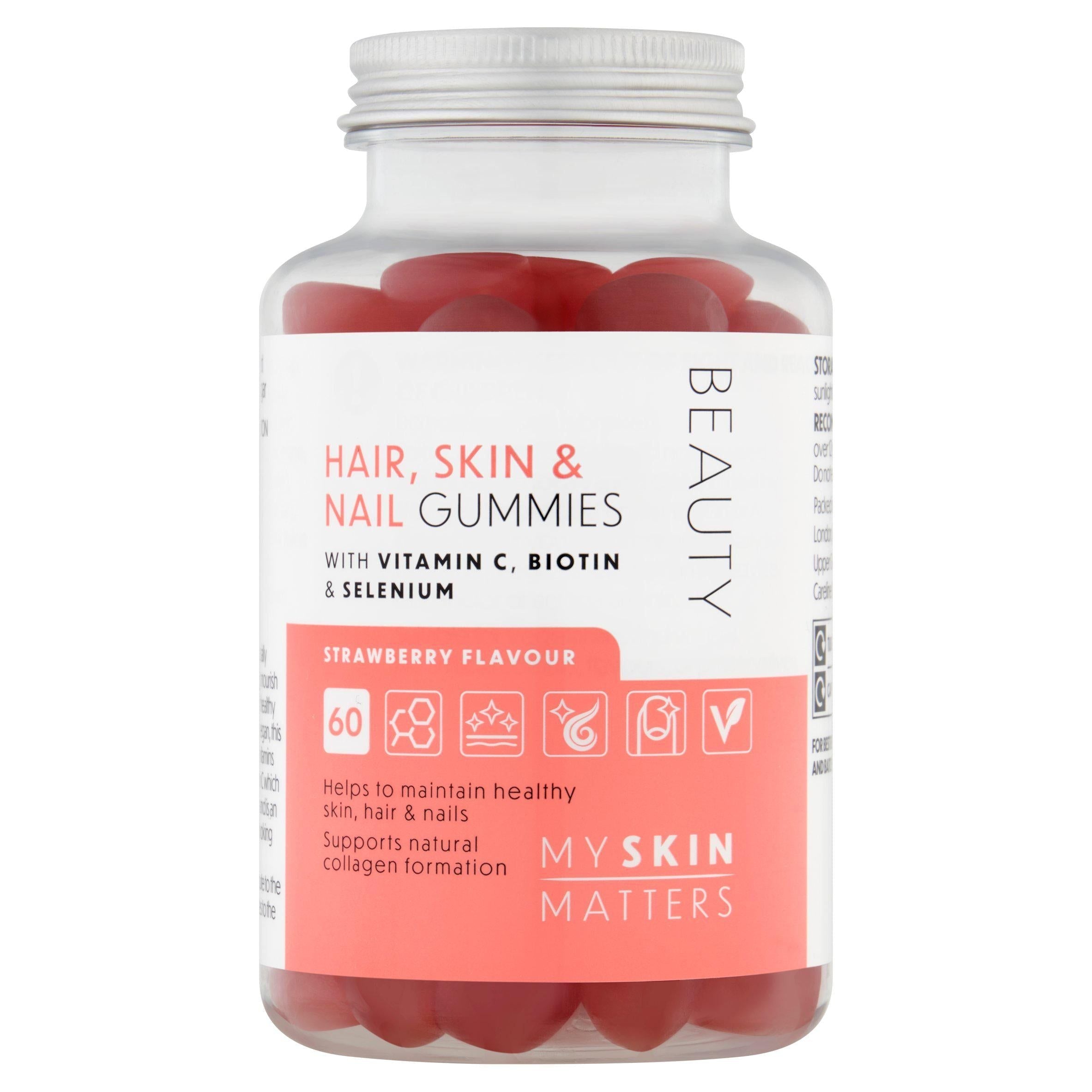 Sainsbury's Beauty Hair Skin & Nail Strawberry Flavour Gummies x60
