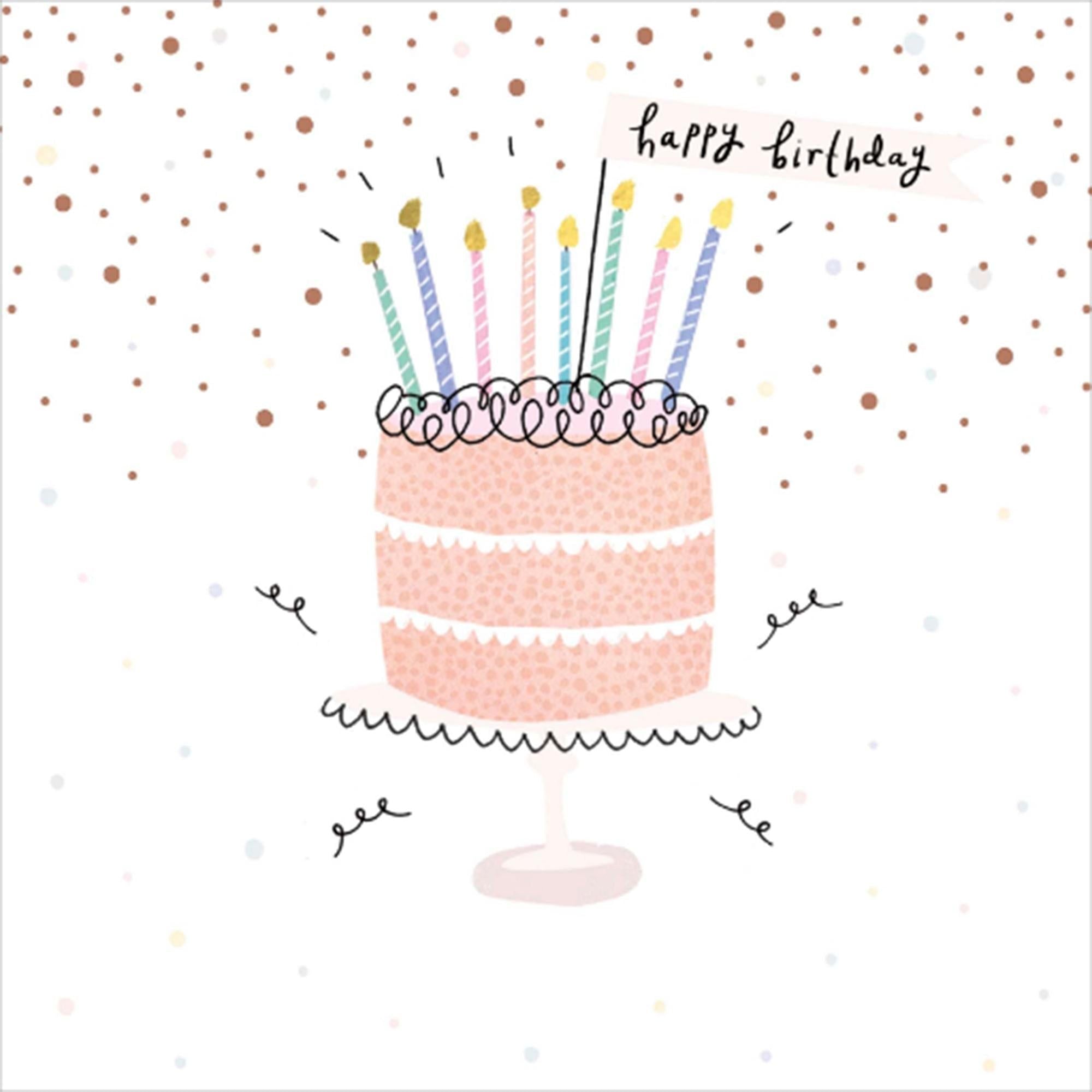 Sainsbury's Happy Birthday Sparkle Cake Design Greeting Card