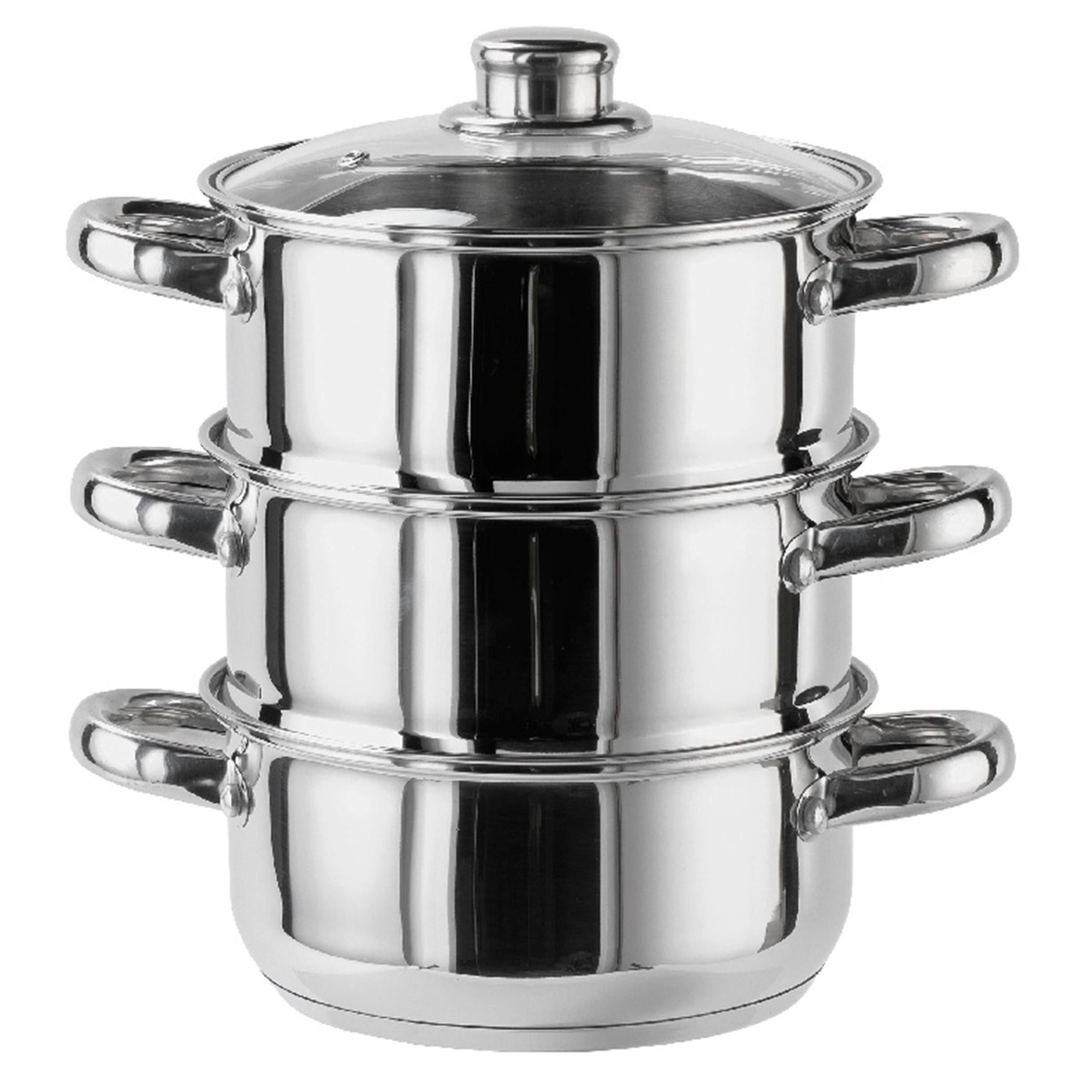 Sainsbury's Home Stainless Steel 3 Tier Steamer 18cm