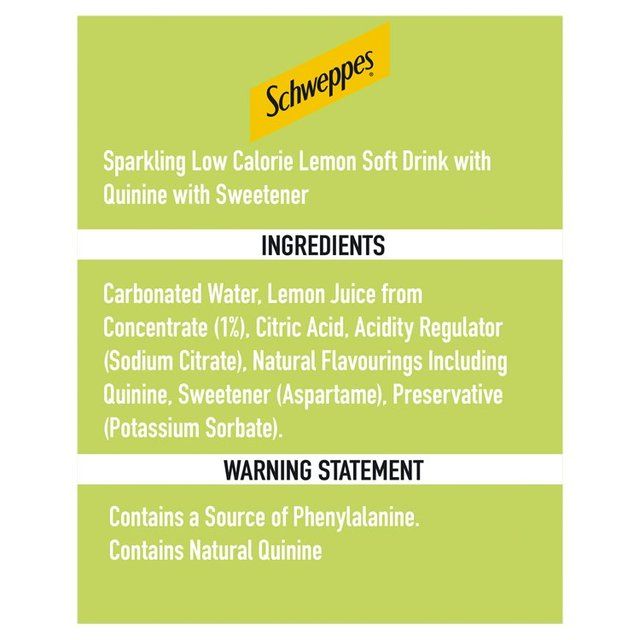 Schweppes Slimline Tonic with Zest of Lemon 1L
