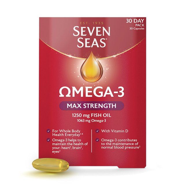 Seven Seas Omega-3 Fish Oil Max Strength with Vitamin D Capsules 30 per pack