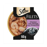 Sheba Fillets Cat Food Tray with Chicken Shrimp and Ocean fish in Gravy 60g