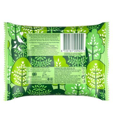 Simple Kind to Skin Biodegradable Cleansing Wipes 50 PC