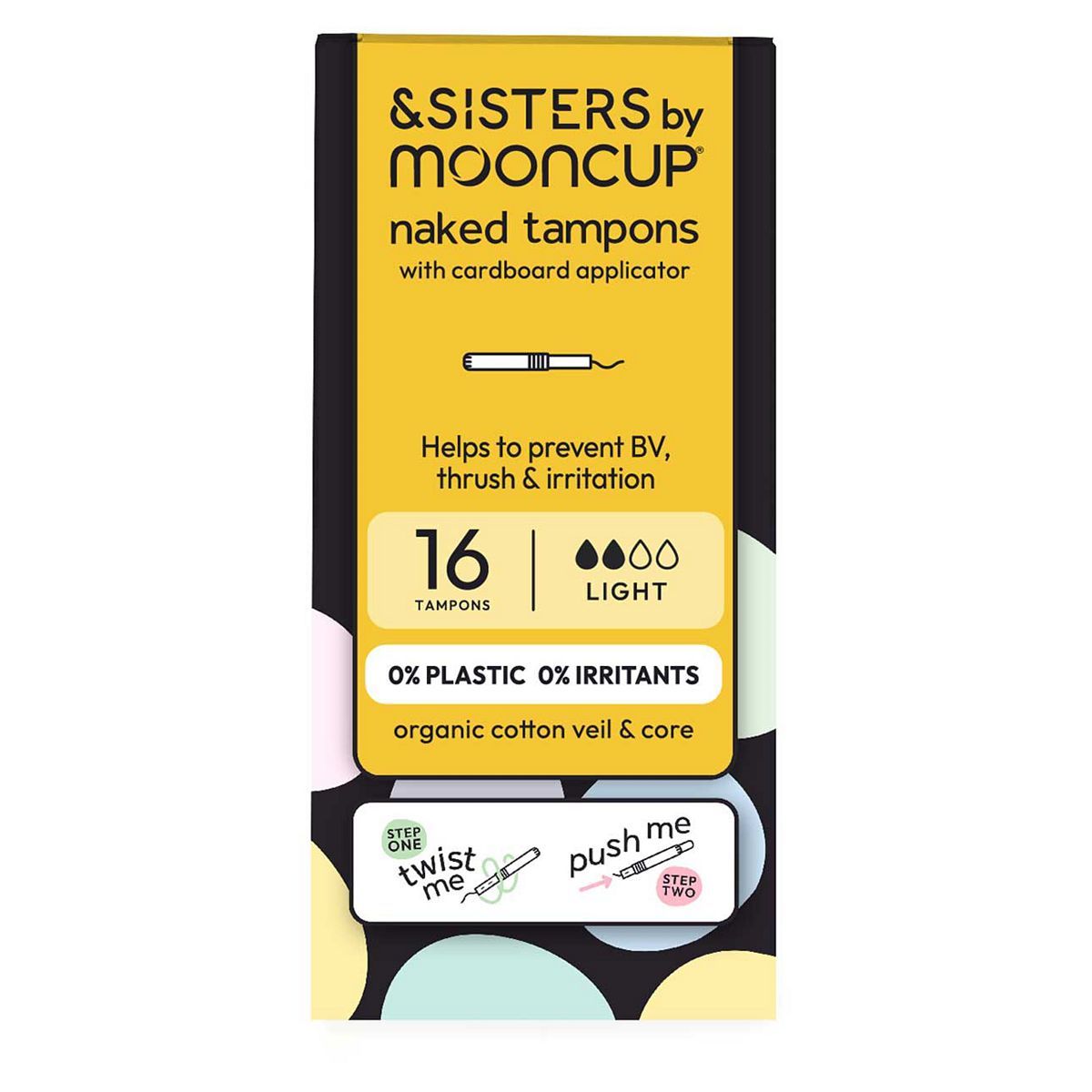 &SISTERS by Mooncup Bleach-Free Eco-applicator Light Tampons, 16 pack, Organic - McGrocer