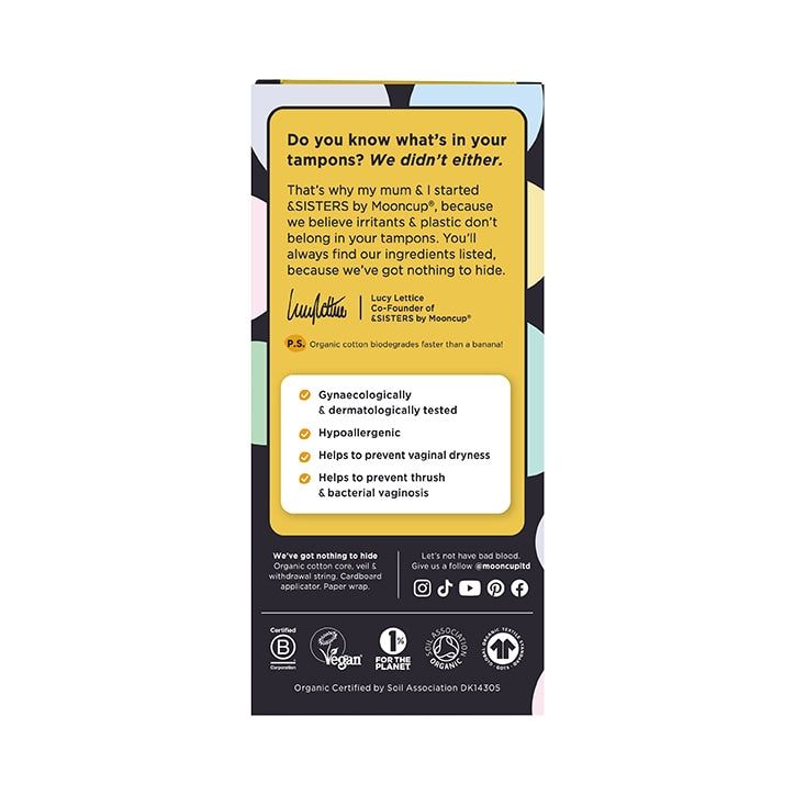 &SISTERS by Mooncup Organic Cotton Tampons with Eco Applicator - Light 16 Pack - McGrocer