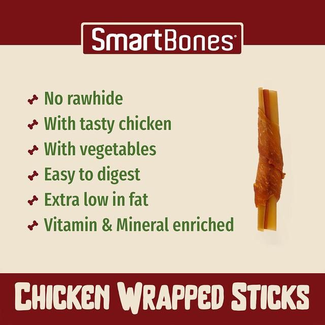 SmartBones 9 Mini Chicken Wrapped Rawhide Free Sticks Dog Treats 9 per pack