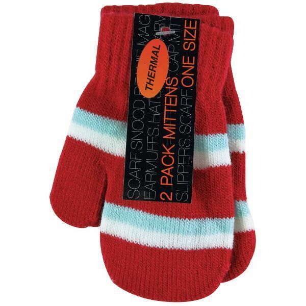 Sock Snob 2 Pk Baby Striped Knitted Winter Mittens Gloves