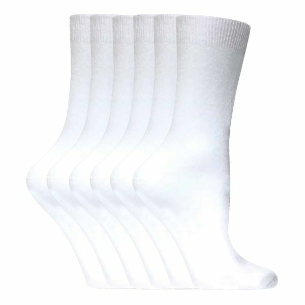 Sock Snob 6 Pairs Ladies Plain Coloured Cotton Socks 4-7 UK PL30 White / 6EA