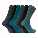 Sock Snob 6 Pk Mens Non Elastic 100% Cotton Socks 6-11 UK Blue / 6EA