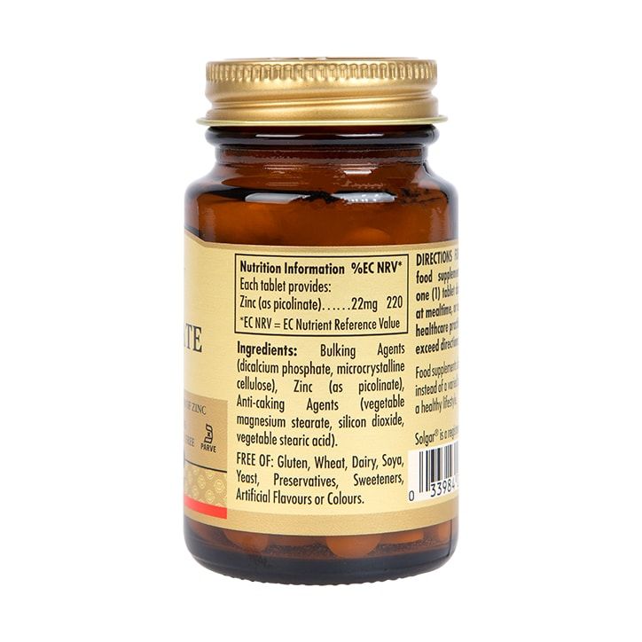 Solgar Zinc Picolinate 22mg 100 Tablets