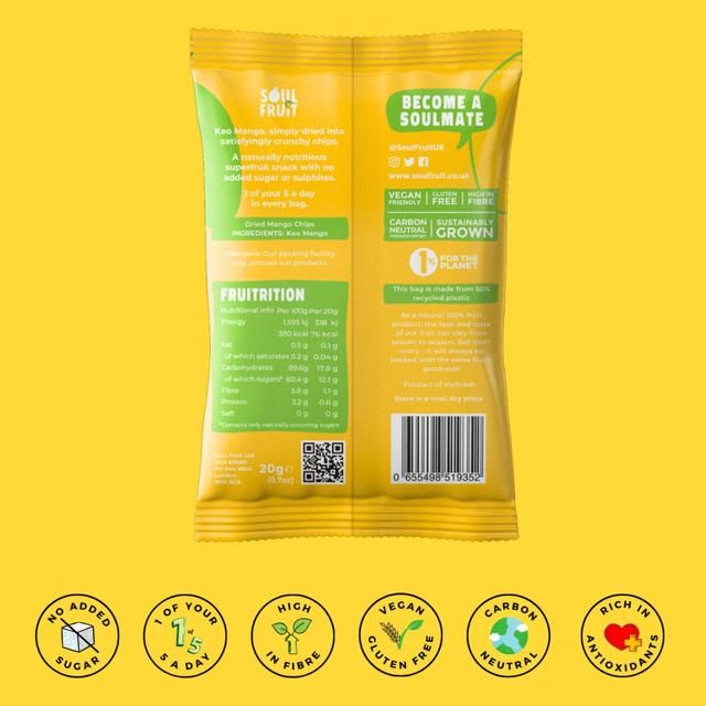 Soul Fruit Freeze Dried Mango Crisps 20g