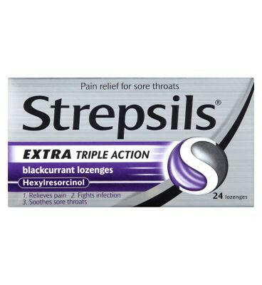 Strepsils Extra Blackcurrant Lozenges for sore throat x24 GOODS Boots