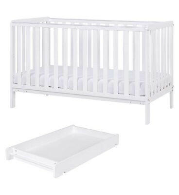 Tutti Bambini Malmo Cot Bed, Cot Top Changer and Mattress Bundle - White GOODS Boots