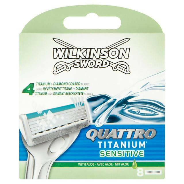 Wilkinson Sword Quattro Titanium Sensitive Men's Razor Blades x8 men's razors & blades Sainsburys