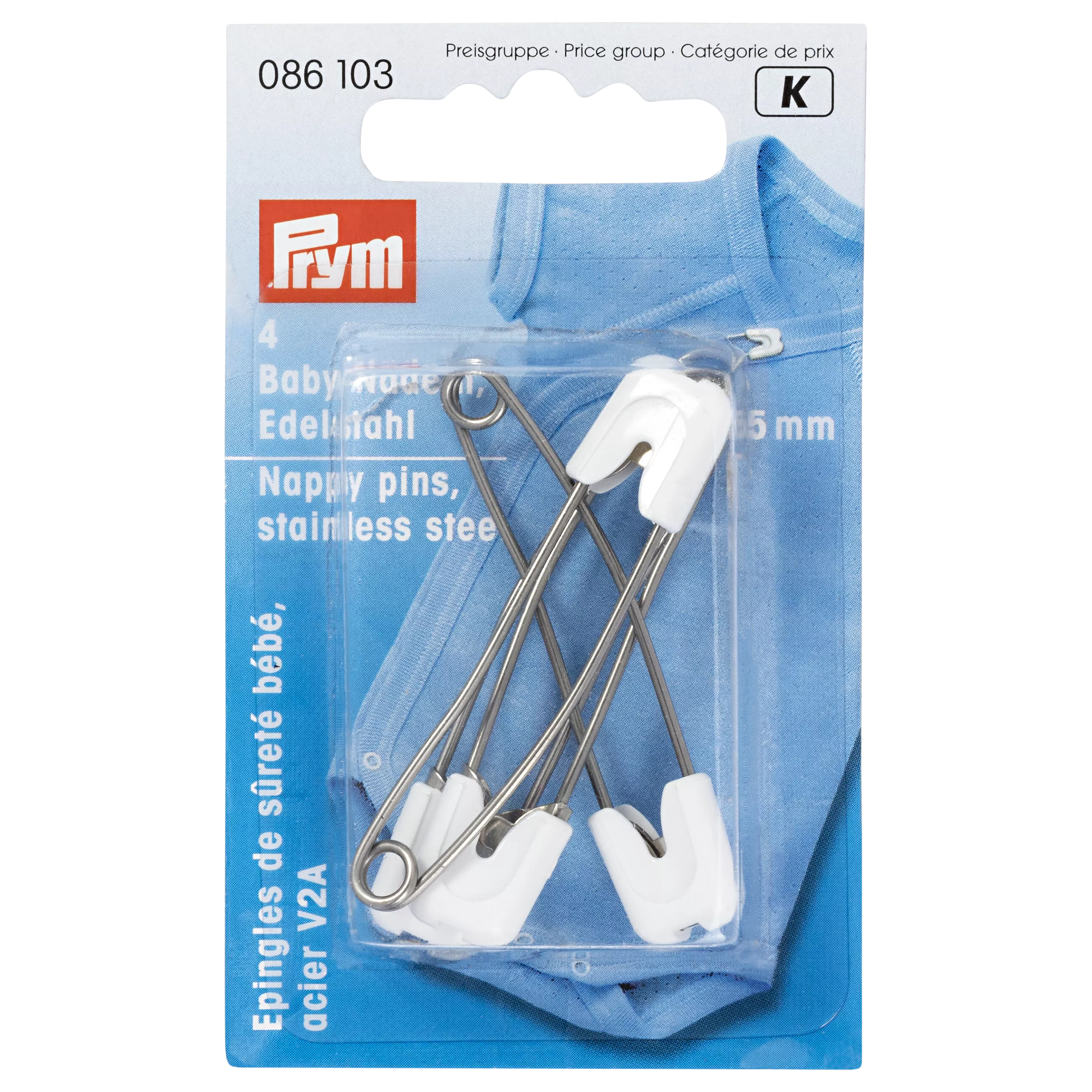 Prym Stainless Steel Nappy Pins, 55mm, Pack of 4 - McGrocer
