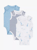 John Lewis Premature Baby GOTS Organic Cotton Giraffe Star Stripe Bodysuit, Pack of 3 - McGrocer