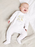 Mini Cuddles Baby Welcome to the World Sleepsuit, White - McGrocer