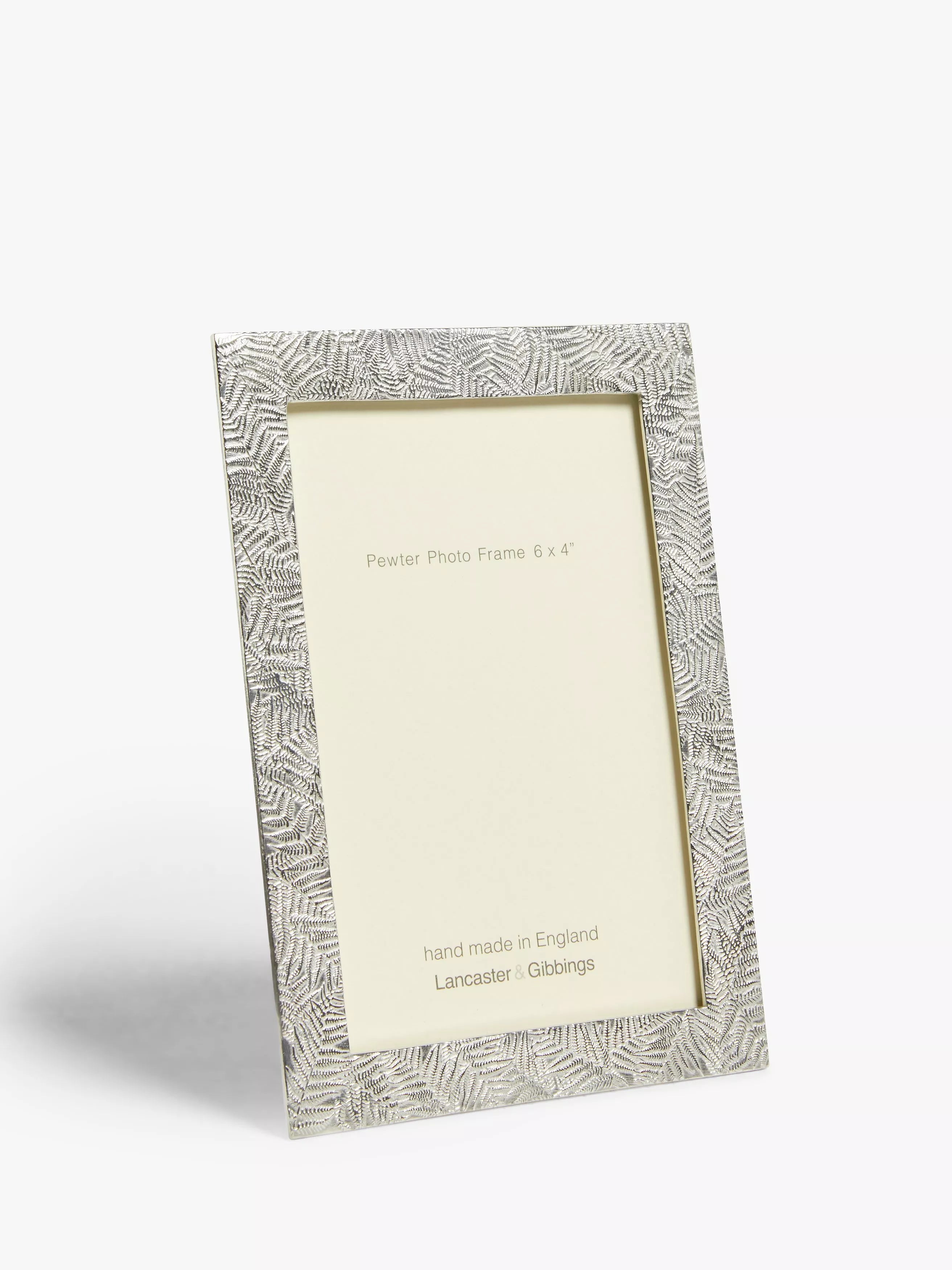 Lancaster and Gibbings Fern Leaf Pewter Photo Frame, Silver - McGrocer