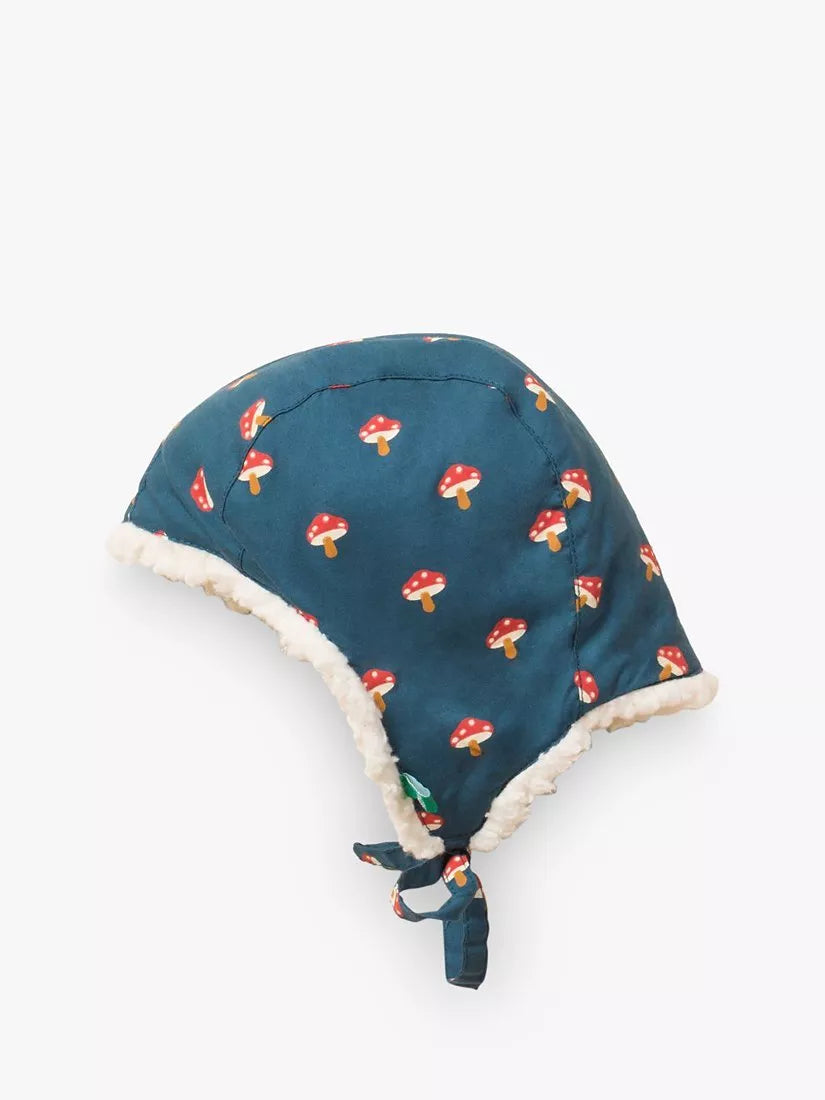 Little Green Radicals Baby Little Toadstools Sherpa Lined Hat, Blue - McGrocer