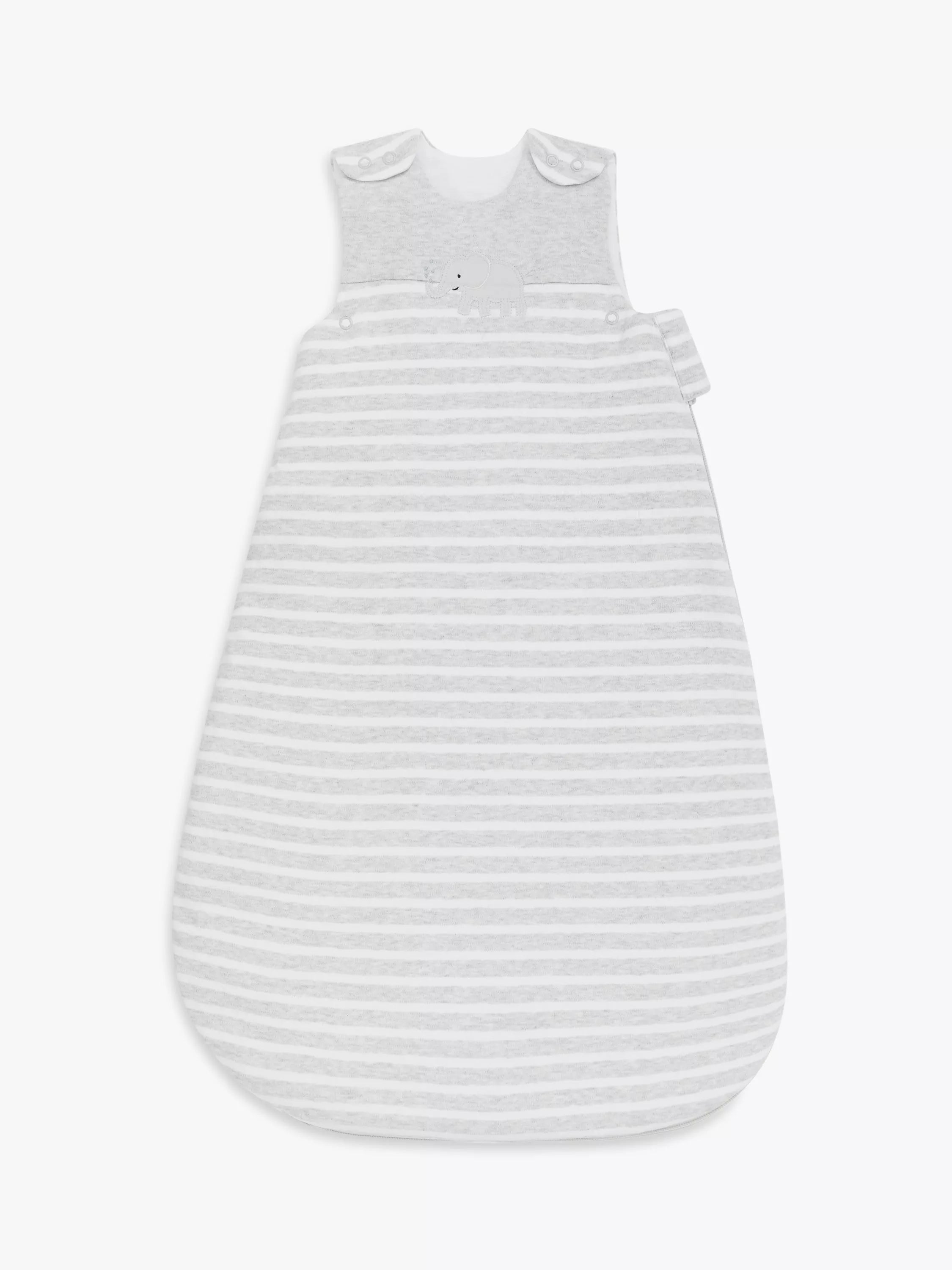 John Lewis Elephant Stripe Baby Sleeping Bag, 2.5 Tog, Grey - McGrocer