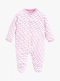 JoJo Maman Bébé Baby Elephant Print Sleepsuit, Pink - McGrocer