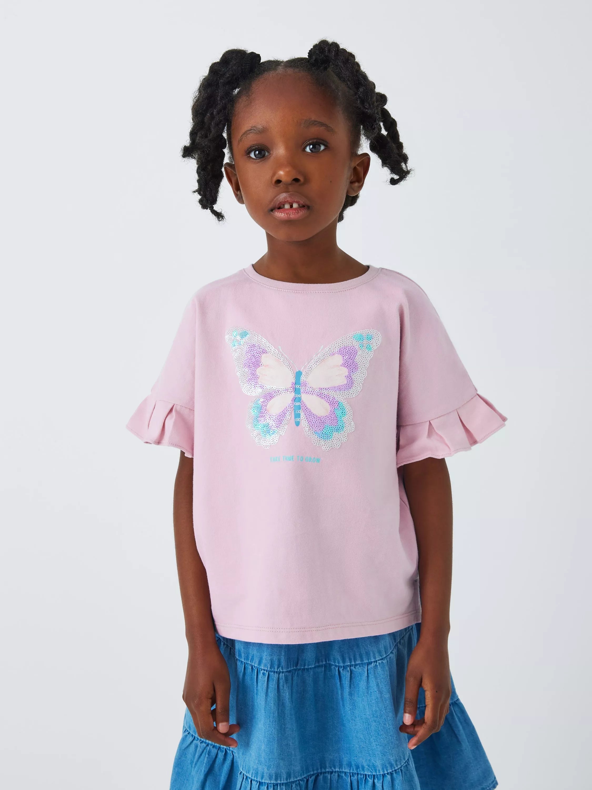 John Lewis Kids' Sequin Butterfly T-Shirt, Winsome Orchid - McGrocer
