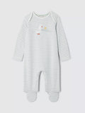 John Lewis Baby I Love Mummy Stripe Sleepsuit, Grey/Cream - McGrocer