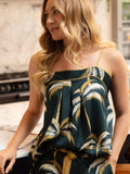 Fable & Eve Pimlico Palm Print Cami & Shorts Pyjama Set, Emerald Green - McGrocer