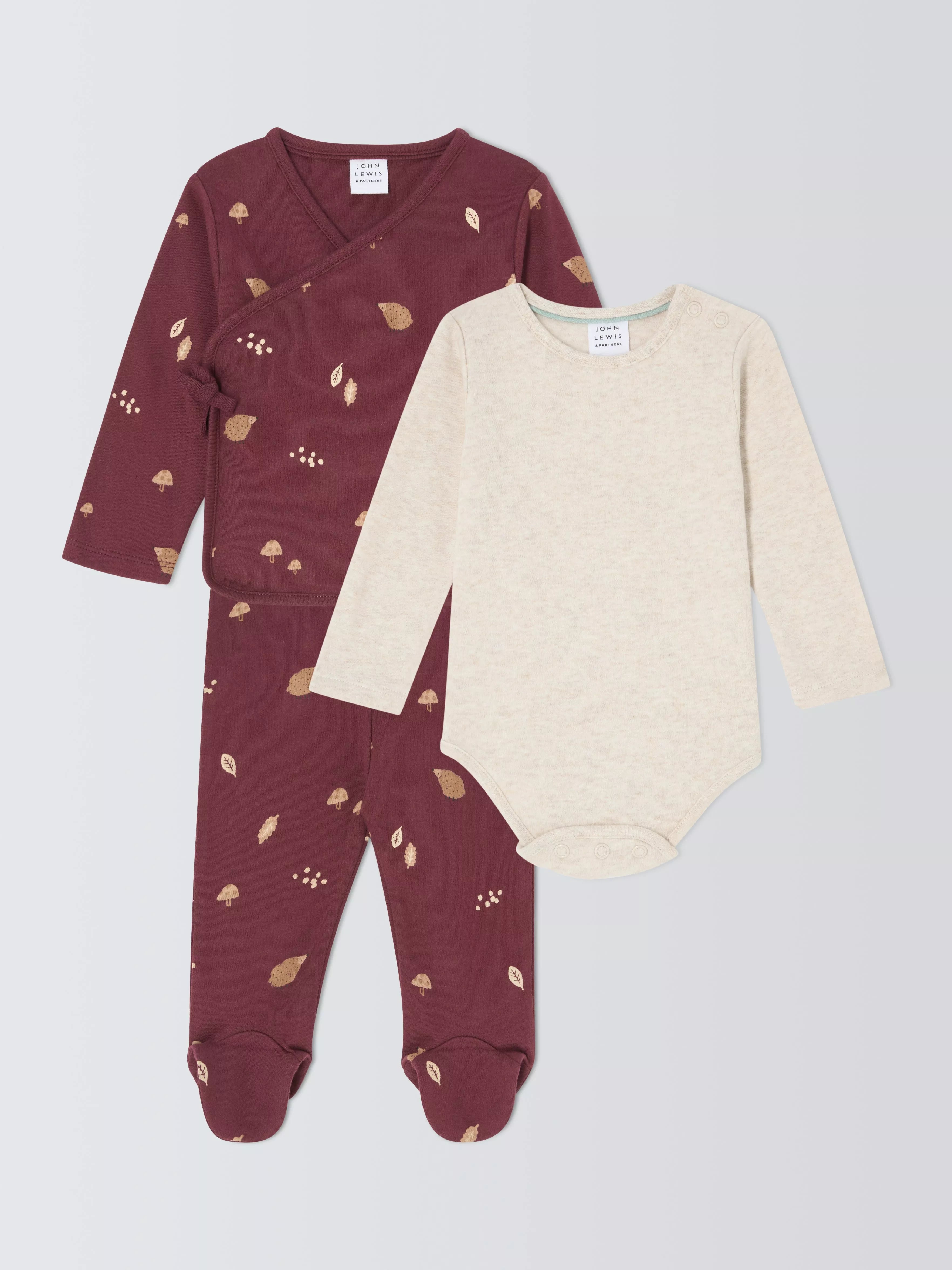 John Lewis Baby Bodysuit, Wrap Top and Trousers Set, Multi - McGrocer