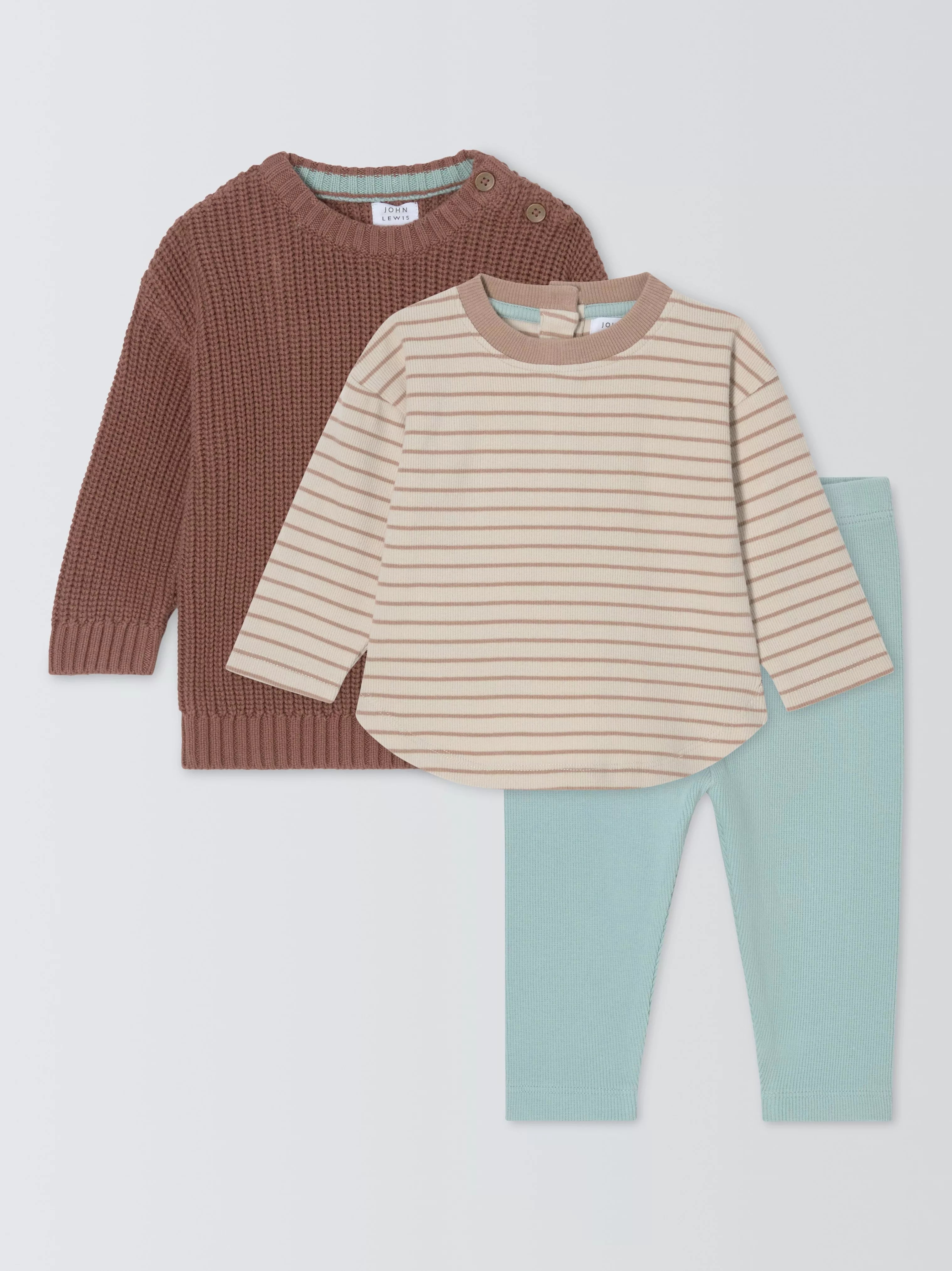 John Lewis Baby Striped Top and Jumper Set, Multi - McGrocer