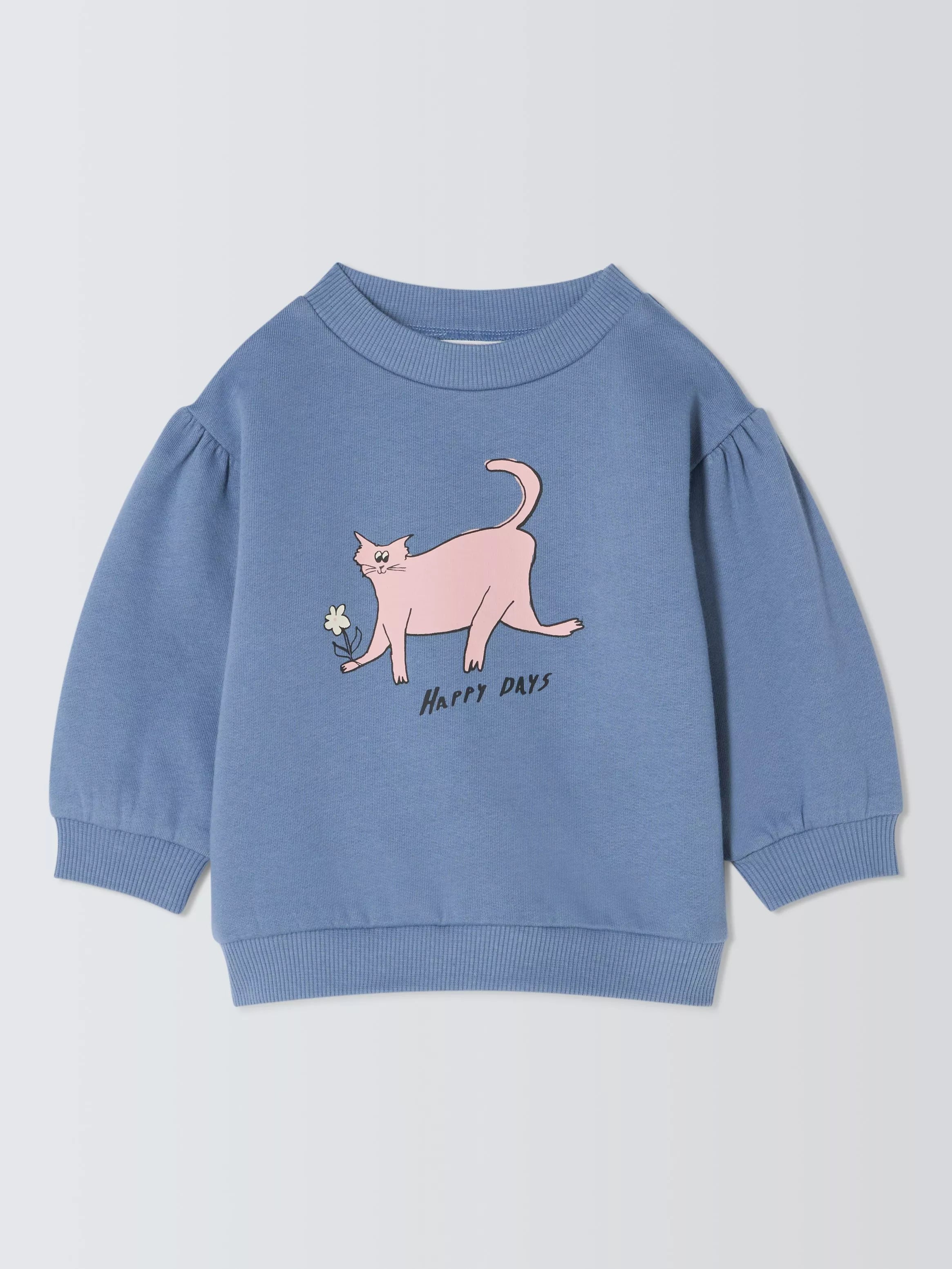 John Lewis ANYDAY Baby Cat Cotton Sweatshirt, Blue - McGrocer