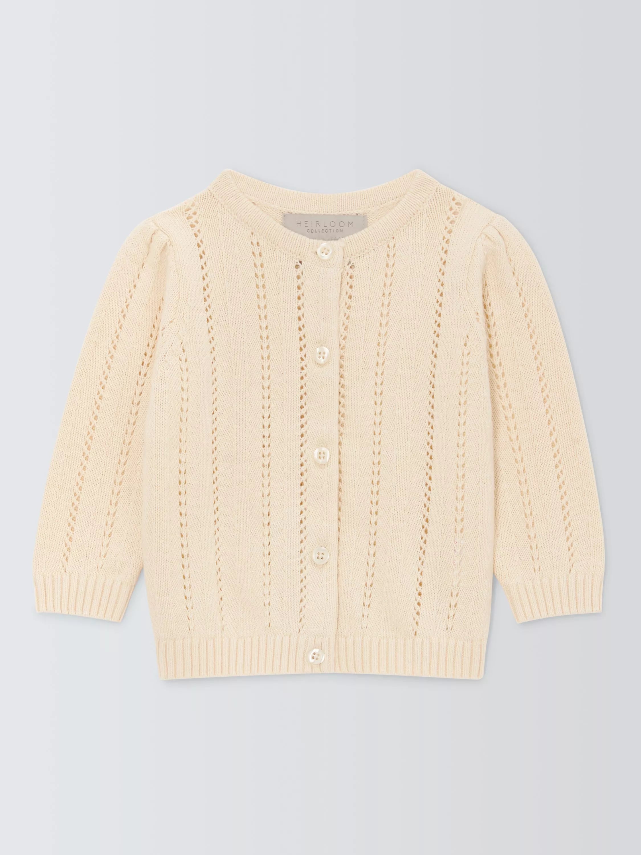 John Lewis Heirloom Collection Baby Pointelle Cardigan, Pink - McGrocer