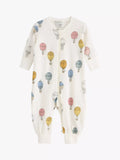 Lindex Baby Organic Cotton Hot Air Balloon Print Sleepsuit, Light Dusty White - McGrocer
