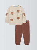 John Lewis Baby Cotton Bear Jumper & Trousers Set, Cream/Brown - McGrocer