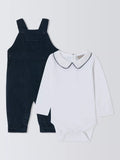 John Lewis Heirloom Collection Baby Bodysuit and Dungarees Set, Navy - McGrocer
