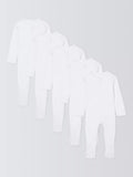 John Lewis Baby Ribbed Cotton Sleepsuit, Pack of 5, White - McGrocer