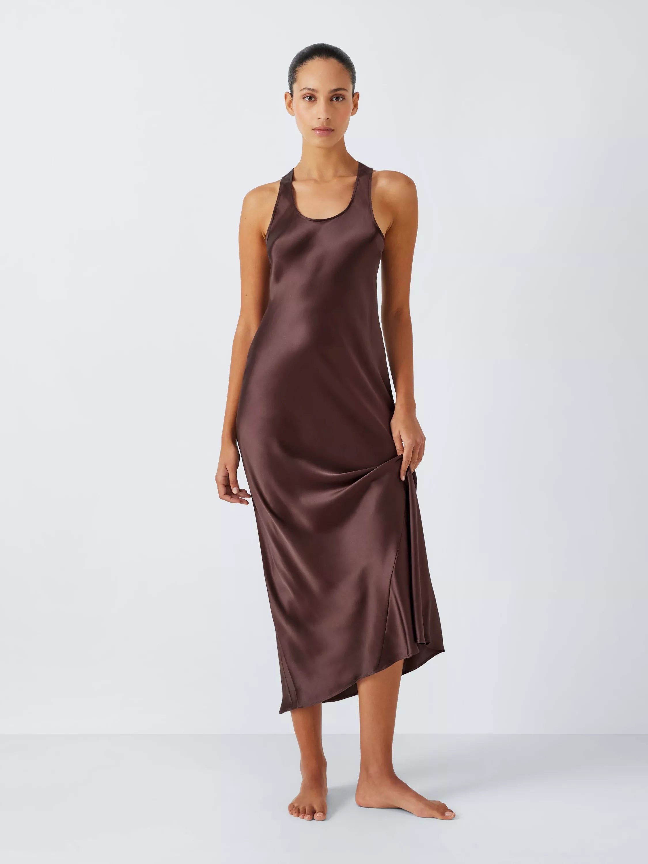 John Lewis Silk Slip Nightdress, Chocolate Torte - McGrocer