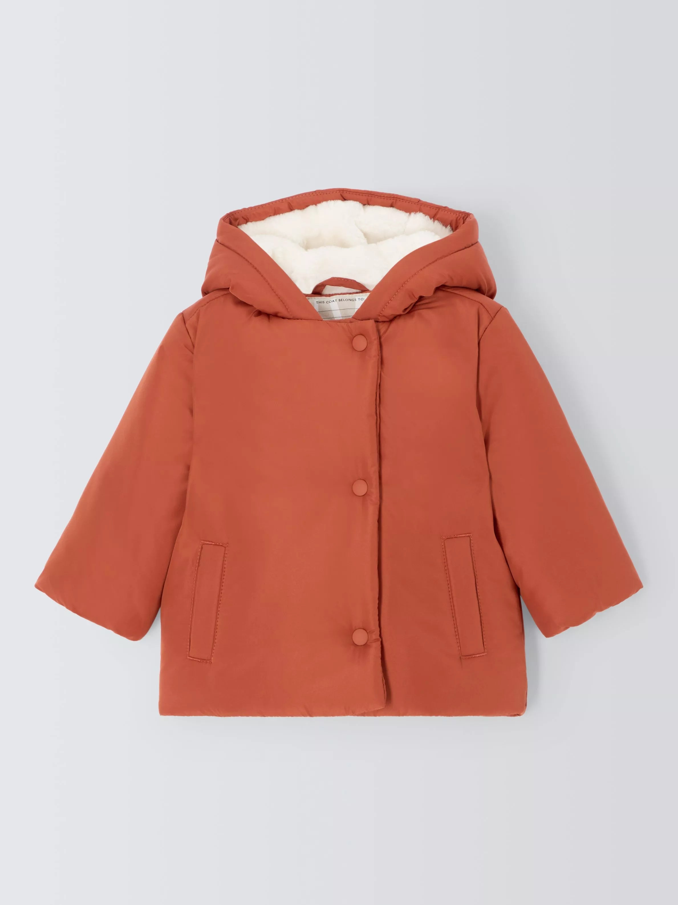 John Lewis Baby Fluffy Puffer Jacket, Orange - McGrocer