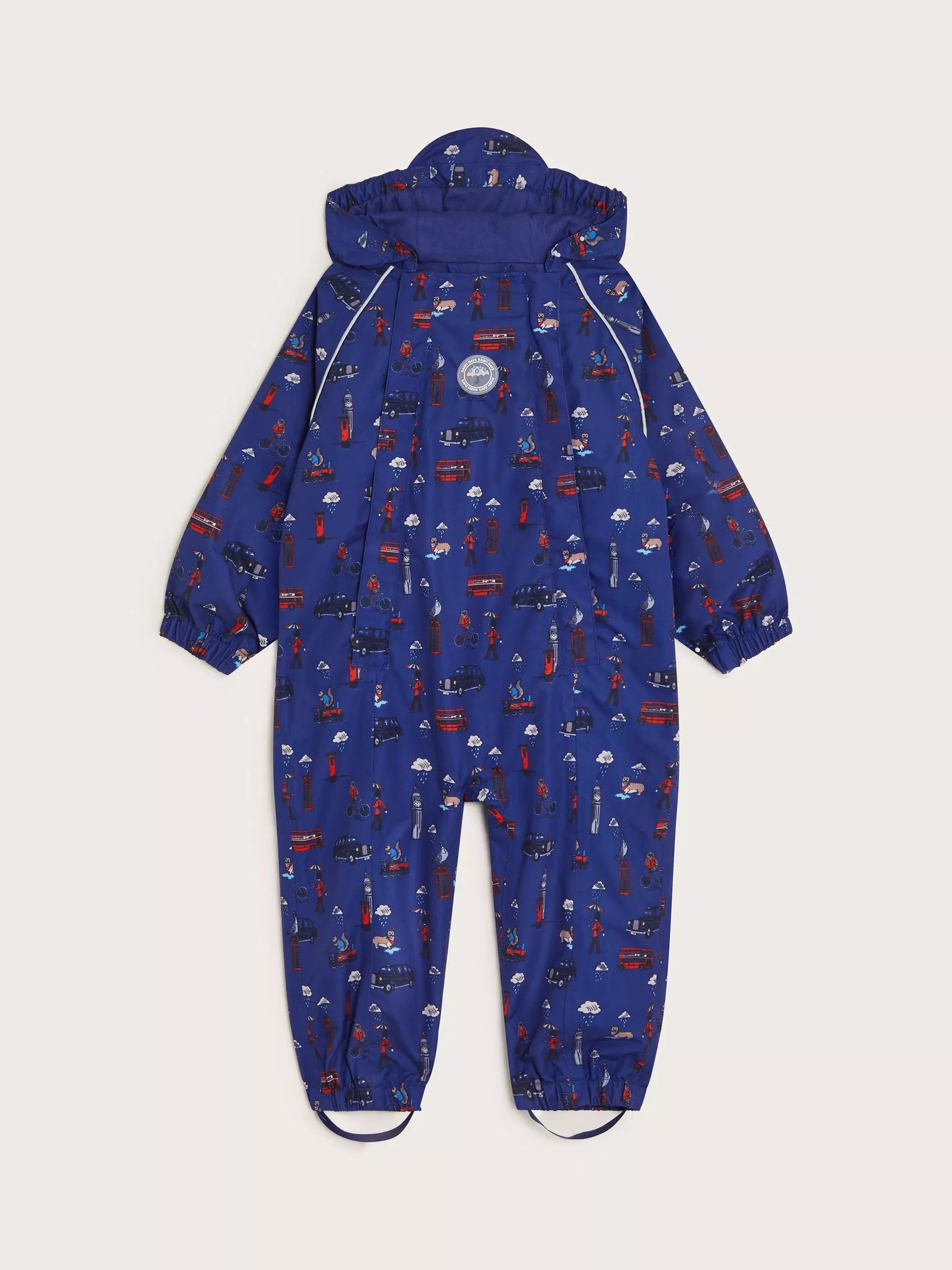 Monsoon Kids' London All In One Waterproof Suit, Blue/Multi - McGrocer