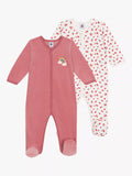 Petit Bateau Baby Velour Sleepsuits, Pack of 2, Multi - McGrocer