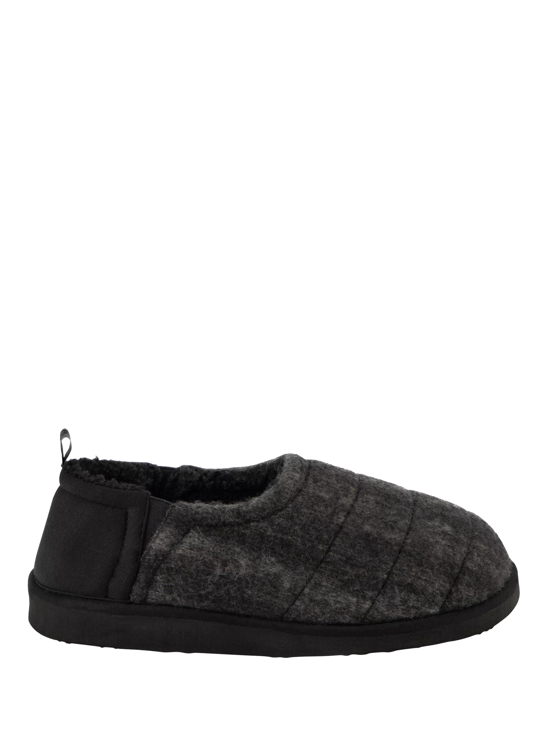 totes Men's Quilted Full Back Slippers, Black/Grey - McGrocer