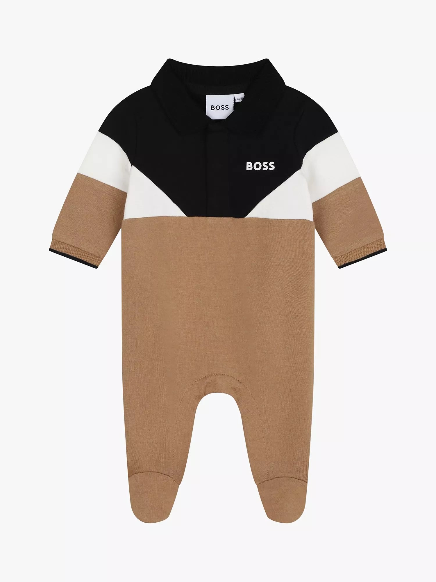 BOSS Baby Colour Block Polo Sleepsuit, Cookie - McGrocer