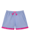 Angels by Accessorize Kids' Mirror Embellished Cotton Shorts, Blue - McGrocer
