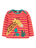 Frugi Kids' Bobby Organic Cotton Applique Top, Cantaloupe/Multi - McGrocer