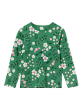 Polarn O. Pyret Kids' Organic Cotton Jersey Floral Top, Green/Multi - McGrocer