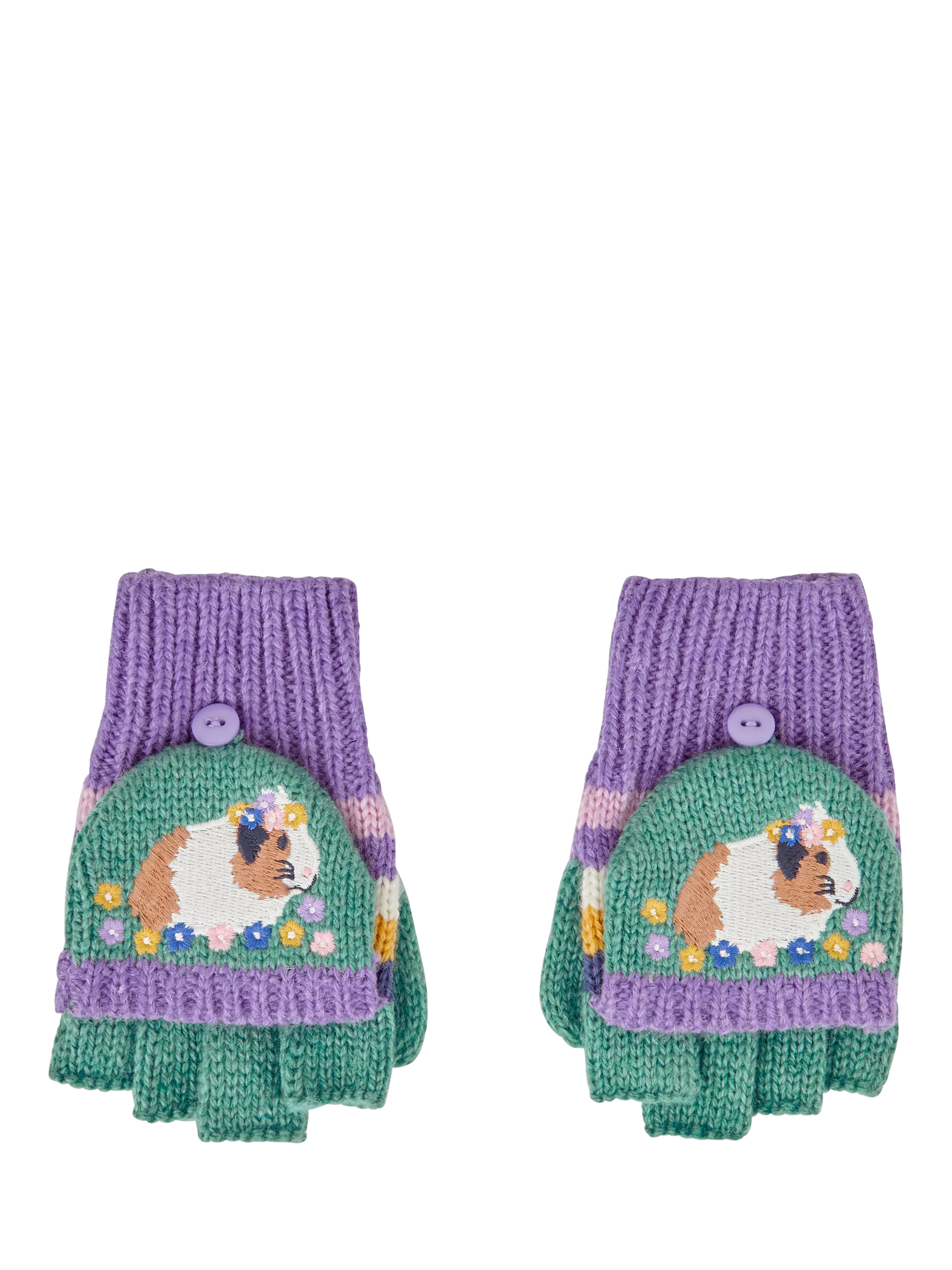 JoJo Maman Bébé Kids' Guinea Pig Stripe Gloves, Green/Multi - McGrocer
