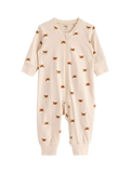 Lindex Baby Organic Cotton Fox Print Sleepsuit, Light Beige - McGrocer